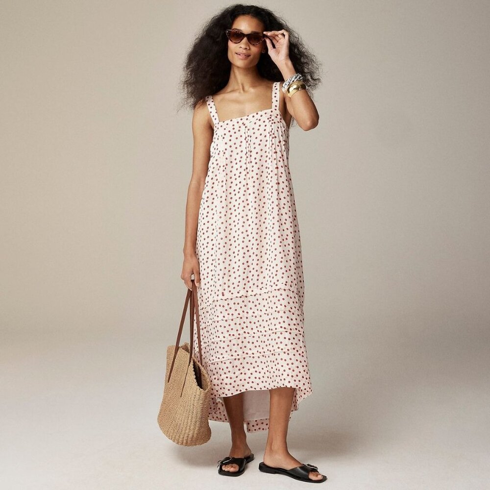 NWT J. Crew | Pintuck Polka Dot Midi Dress